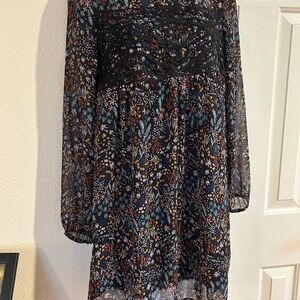 Xhilaration Black Floral Long Sleeve Dress